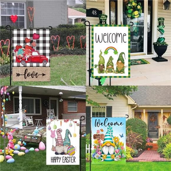 Amazon.com : YOVOYOA Gnomes Seasonal Garden Flags Set of 12  Set of 10 Gnome Seasonal Garden Flags,Double Sided 12 x 18 Inch Yard Flags